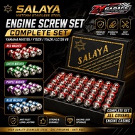 SALAYA Stainless Steel Engine Screw Set Yamaha NVX155 Y15ZR Y16ZR LC135 V8 Skru Casing Engine Comple