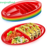 AUGUSTINE 2pcs Taco Serving Tray, Oval Plastic Taco Plate, Tableware Divided No Spill Rim Household 