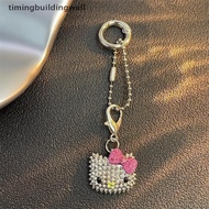 Twsg 1/2PCS Cute KT Sanrio Diamond Hello Kitty Head Metal Keychain Pendant Girl Phone Chain Ccd Came