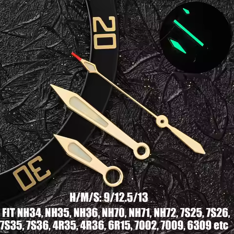 9/12.5/13mm Fathoms Shiny Silver Watch Hand C3 Luminous Fit NH35 NH36 ETA2824 2836 Miyota 8205 8215 