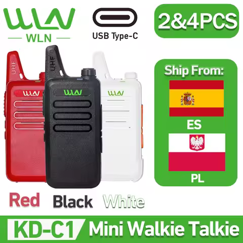 WLN KD-C1 2&4PCS 2W Mini Handy Portable Walkie Talkie UHF 400-470 Mhz KD-C1T Ham Radio Type-C Chargi