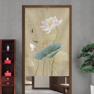 ❤ READY STOCK ❤Chinese Wind Door Curtain Partition Curtain Retro Zen Hanging Curtain Living Room Household Curtain Bedroom Chinese Style Punch-free Toilet Curtain