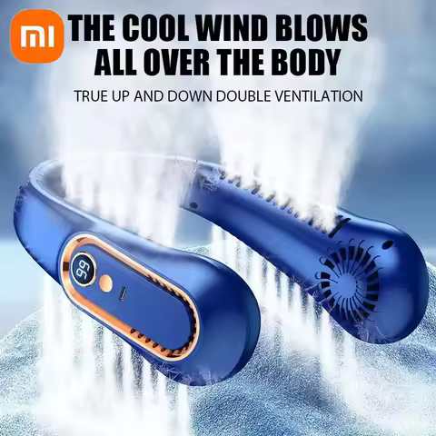 Xiaomi Neck Fan Digital Display Power Ventilator Leafless Neck Band Fan Portable Mini Air Cooler USB