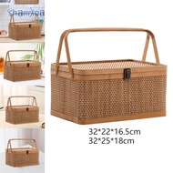 [Shamjina] Bamboo Woven Basket Gift Wrapping Basket Picnic Basket for Tea Fruits Cake