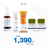 [Set.5ชิ้น ]Dr.JiLL Advance เซรั่มบำรุง 1 ขวด + ครีมทาฝ้า 1 หลอด + Dr.JiLL Sun 1  หลอด+ สบู่ DrJill2