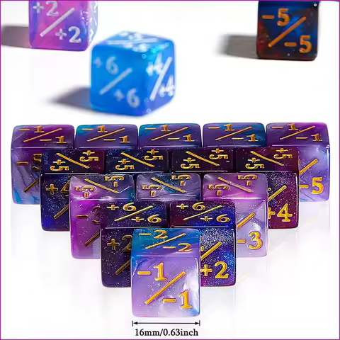 10Pcs D6 Dice 6 Side Counters +1/-1 Square Digital 16mm Cube for Funny Table Board Gaming Math Teach