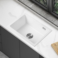 Quartz Kitchen Sink White,Classic Single Bowl Undermount Sink