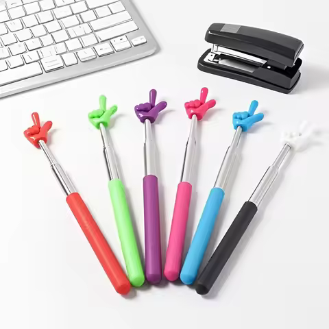 1Pc Retractable Teacher Pointer Finger Design StainlessSteel Telescopic School Teaching Pointer Stic