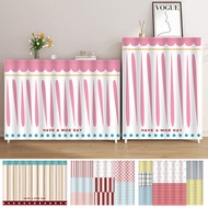 Kitchen Cabinet Hanging Curtain Dopamine Color Fabric Cover Punch Free Decor Cloth for Home Furnitur