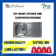 Cabana Kitchen Sink Top Mount Double Bowl Sink Stainless Steel CKS8050