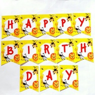 banner bunting garland flag tulisan happy birthday ulang tahun karakter animal hewan binatang zoo
