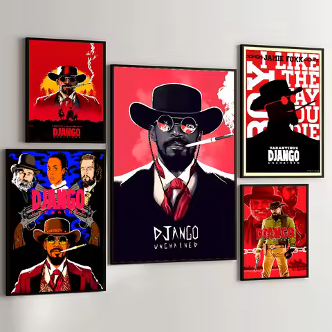 1PC Django Unchained Poster Movie Sticky Posters Retro Kraft Paper Sticker DIY Room Bar Cafe Aesthet