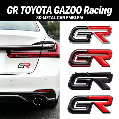 For Toyota Alphard Avensis Prius Verso Crown Yaris 3D Aluminum GR SPORT Logo Emblem RACING Badge Aut