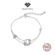 DAVINA Ladies Ceila Bracelet Sterling Silver 925 - Women's Silver Bracelet S926 Moon Flower Layer