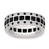 Jeulia Mens Wedding Diamond Band: Eternity Sterling Silver Ring Princess Cut for Women Men Wedding B