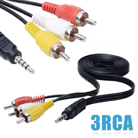 1.5M 3M 3.5mm Male to 3 RCA AV Cable 3.5mm Jack to 3 RCA Male Audio Video AUX Cable for TV DVD Lapto