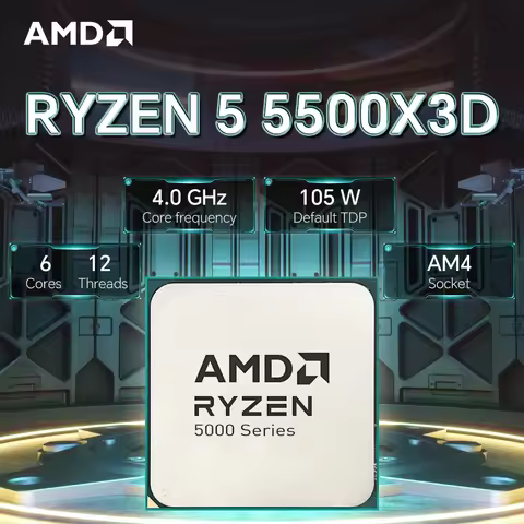 NEW AMD Ryzen 5 5500X3D Processor DDR4 L3=96M 105W 73GHz 6-Core 12-Thread Socket AM4 Gaming NM R5 55