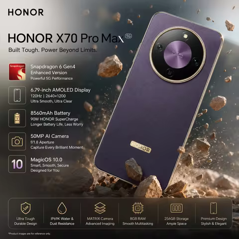 Honor X70 Pro Max 5G Snapdragon6 Gen4 Enhanced version 6.79 AMOLED 120HZ 50MP 8560mAh 90W Charger Go