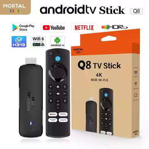 Android14 TV Stick Mortal Q8 Global Version Allwinner H313 Chip Wifi6 Voice Remote 8K 4K@60fps YouTu
