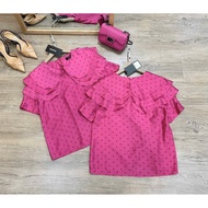 Super pretty polka dot shirt with ruffle collar A2968
