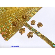 600 Strips Gold Color Tiny Lucky Stars Origami Paper Kits. 16.5cm x 0.8cm. (4D Glittering paper seri
