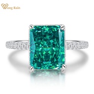 Wong Rain 100 925 Sterling Silver Radiant Created Moissanite Gemstone Birthstone Wedding Engagement Ring Fine Jewelry Wholesale