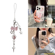 Autumnan1 Stylish Handcrafted Bowknot Phone Charm Beaded Keychain Decorative Straps Bag Pendant for 