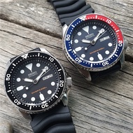 Seiko_SKX009K1 อัตโนมัติ Diver S แถบยางสีดำนาฬิกาผู้ชายสีฟ้านาฬิกาข้อมือหน้าปัดกลม