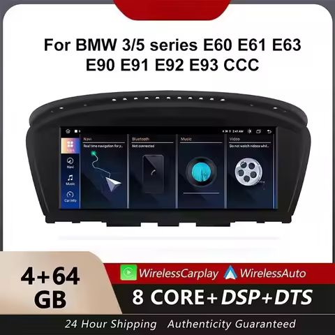 CarPlay Android 14 Car Radio, for BMW 3/5 Series E60, E61, E63, E90, E91, E92, E93 CCC Multimedia Pl