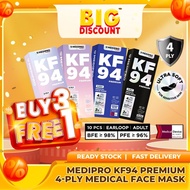 (BUY 3 FREE 1) READY STOCK] MEDIPRO KF94 Korea Premium Adult/Kids Earloop [ SNOW WHITE / LAV PEACH/BLUE WHITE] 50s