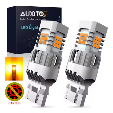 AUXITO 2pcs T20 W21W WY21W LED No Hyper Flash 7440 7440NA LED Turn Signal Light Bulbs Canbus Error F
