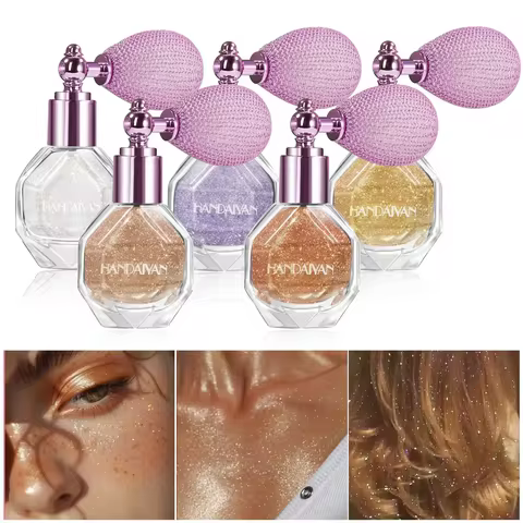 5 Color Body Highlight Powder Spray Brightening Sparkling Glitter Clothes Face Hair Makeup Highlight