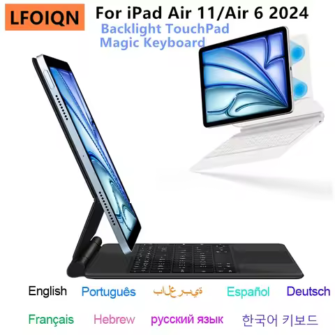 Folio Magic Keyboard For New iPad Air 11 2024 Air 6th Gen 11" Smart Case Portuguese Spanish Hebrew A
