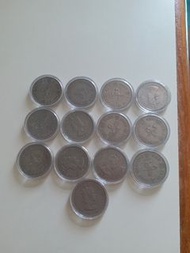 香港:前殖民地:(大1元硬幣):全部1973年:女皇頭:共13個