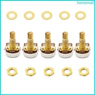 HO 5pcs A500K Potentiometer Splined  Electric Guitar Bass Effect Amp Tone Volume