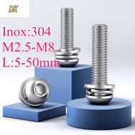 304 Stainless Steel Round Head Hexagon Socket Combination Screw Three Combination Screw Washer Elast