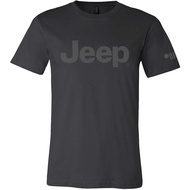 Men's cotton T-shirt Jeep Premium Text Logo Blackout T-Shirt, Black tee with Charcoal Grey Screen-Print on Chest, 7-Slot