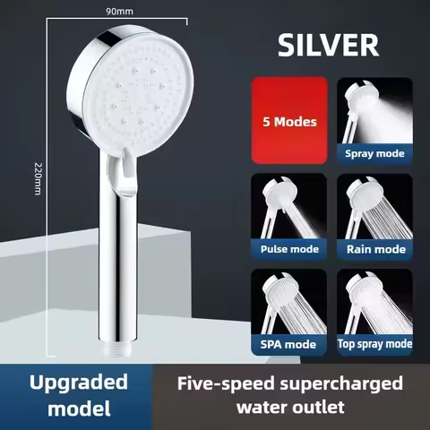 High Pressure Shower Head 5 Modes Adjustable Filter Shower Head Set New Bathroom Shower Head Accesso