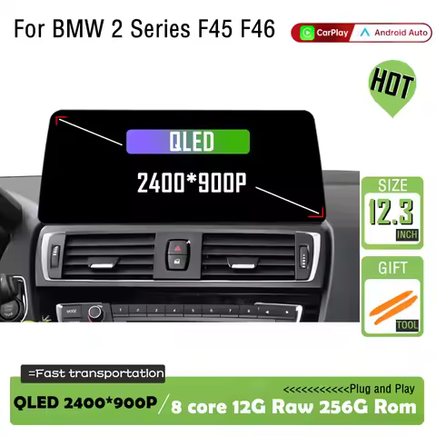 Car Radio Android 15 Multimedia Player 4G for BMW 2 Series F45 F46 2014 - 2018 NBT EVO System Ultra-