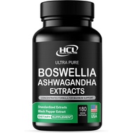 Boswellia Extract 65% Boswellic Acid and Ashwagandha Capsules - Strong Natural Support Pills 3 Month
