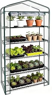 Worth Garden 5 Tier Shelves Greenhouse with PVC Tarpaulin Cover Flower Pot Plant Protection 69 x 49 