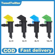 TweetTwitter 50pcs 4L/8L/16L Flag Dripper 1/4" Barbed Steady Flow Micro Drip Irrigation Emitter Gard