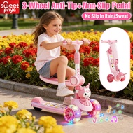 Outdoor Kuromi Kids Scooter Park Friendly Foldable Adjustable LED Light Music With Seat Skuter Budak