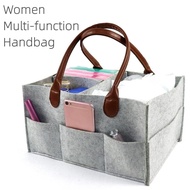 [Vv storage bag]Women Multi-function Handbag Baby Diaper Caddy Large Capacity Foldable Felt Storage Empty Bag Multi-Layer Pockets Organizer
