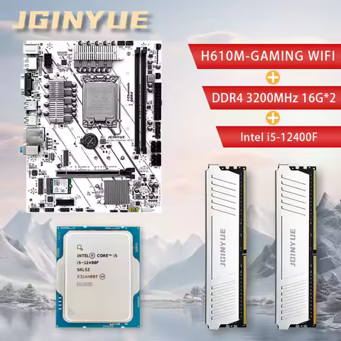 JGINYUE H610M Motherboard kit LGA 1700 Support Core i3/i5/i7 12th 13th XMP DDR4 RAM CPU i5 12400F co