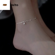 akio Lovito Casual Plain Metal Anklet for Women LFA02109 (Silver) Lovito Gelang Kaki Logam Polos Kas