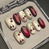 Making Cia - Cherry Red Cat Eye | Press On Nails Aesthetic | Press On Nails | Press On Nails Cat Eye