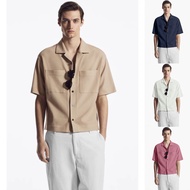 HUILISHI Box Fit Polo for Men Crop Top short-sleeved Plain Cuban collar Flat textured cotton Korean 