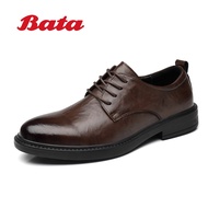 Bata 2023รองเท้าหนังใหม่สำหรับผู้ชาย,รองเท้าลำลองอเนกประสงค์รองเท้าหนังแท้รองเท้าผูกเชือกเกาหลีรองเท้าธุรกิจ