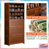 Shoe Rack Cabinet Bamboo Shoe Cabinet Organizer Door Dust-proof Tipper Large Capacity Indoor Multi-layer Shoe Shelf